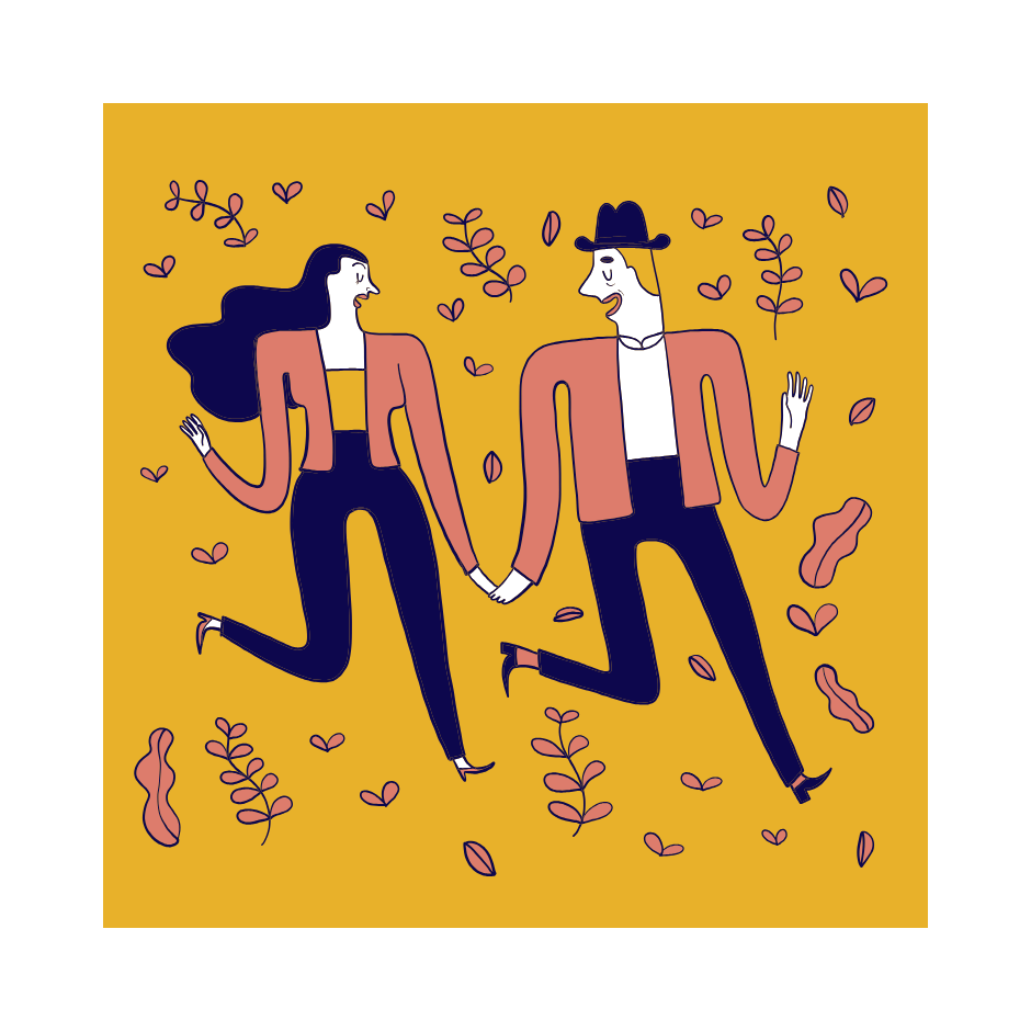 Couple on a yellow background
